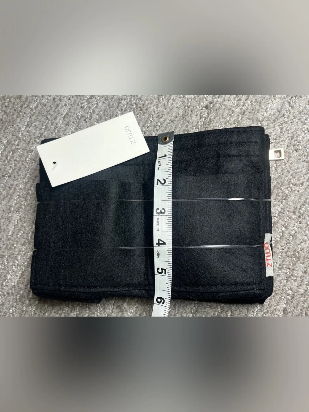 Purse Organizer Insert, Felt Bag Organizer with Metal Zipper Small. 2714/bb9-1